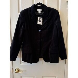 Jaqueline Smith Blazer Women's Velvet Feel‎ Button CollarBlack NWT Size 18